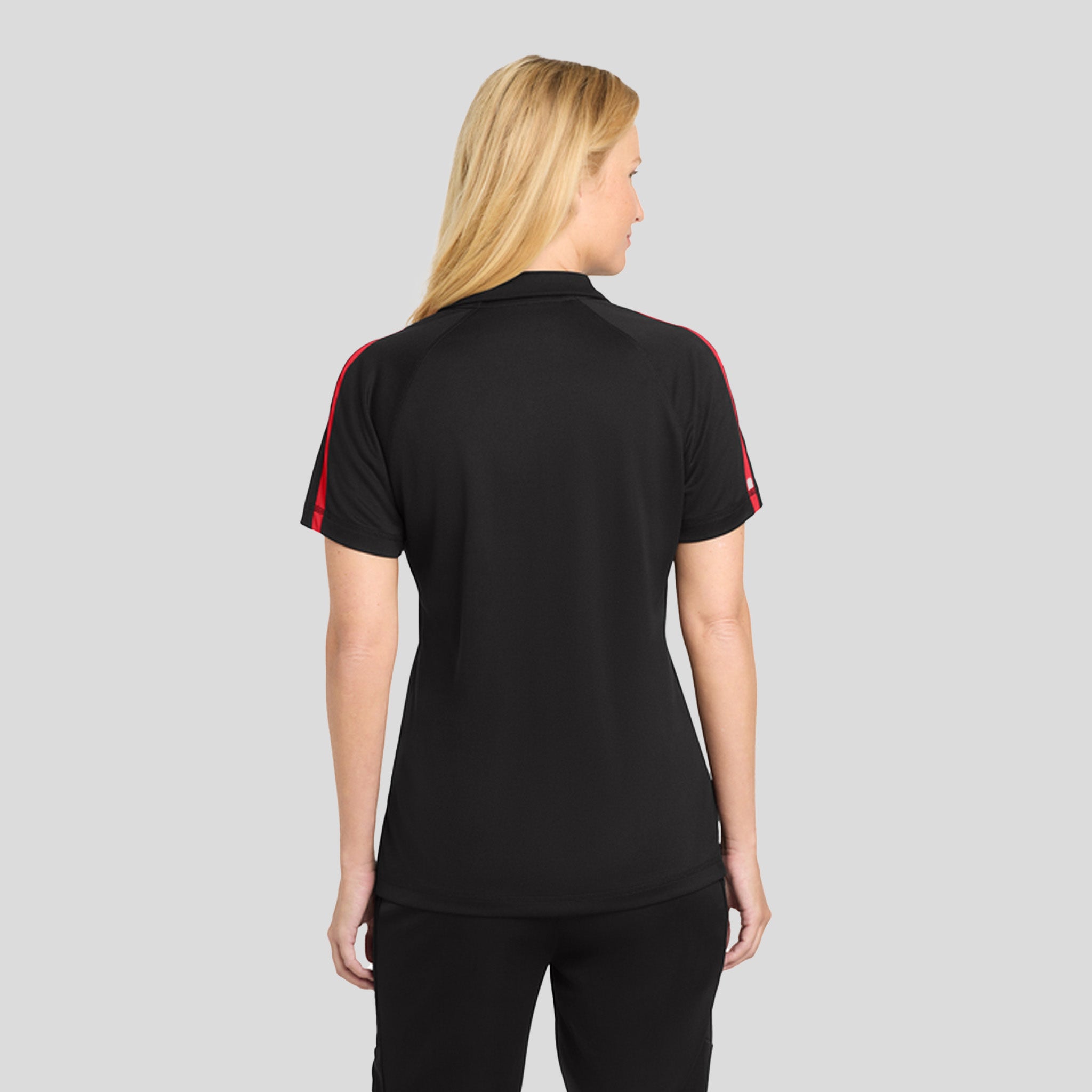 Women's PosiChargeยฎ Micro-Mesh Colorblock Polo | Black/Red