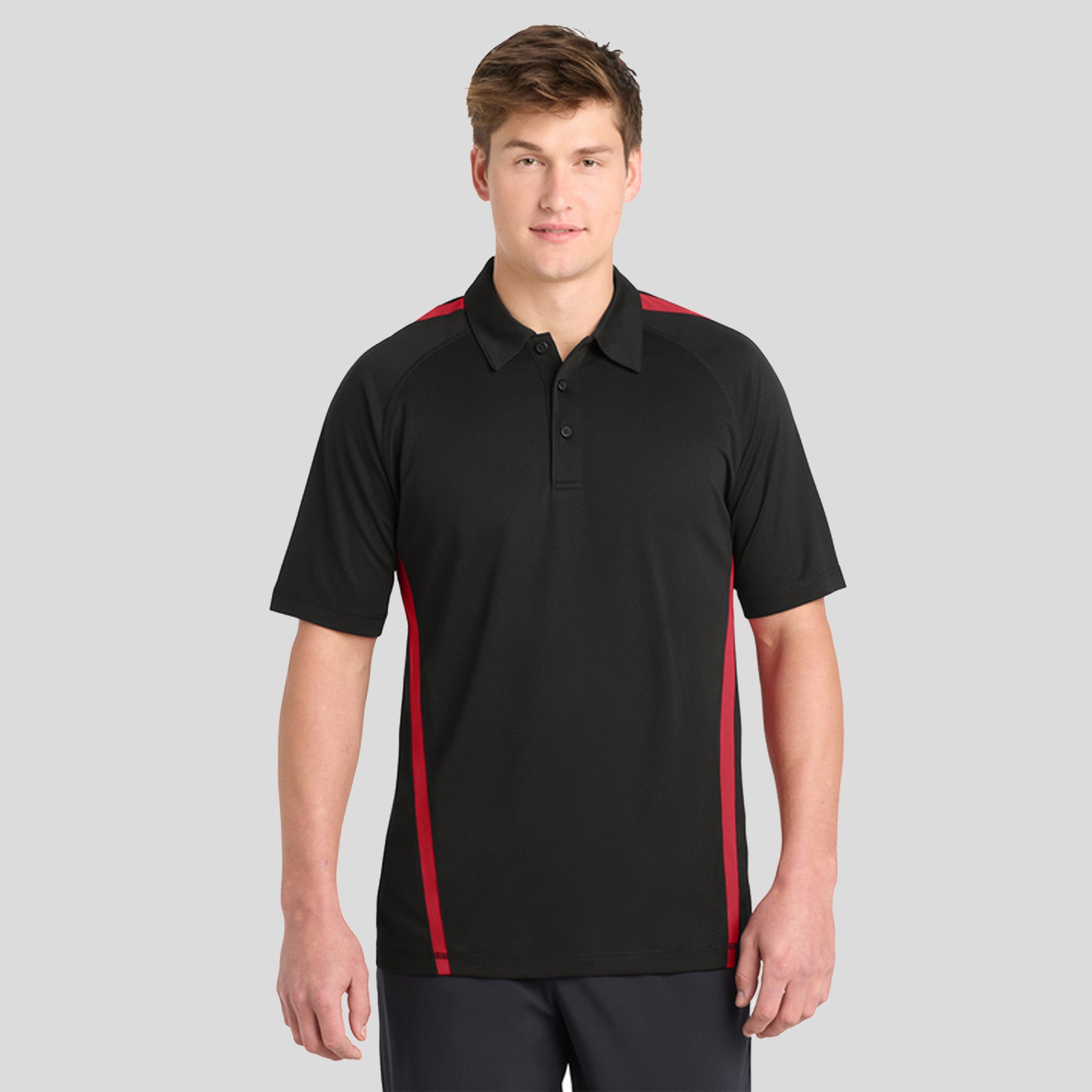 PosiChargeยฎ Micro-Mesh Colorblock Polo | Black/Red